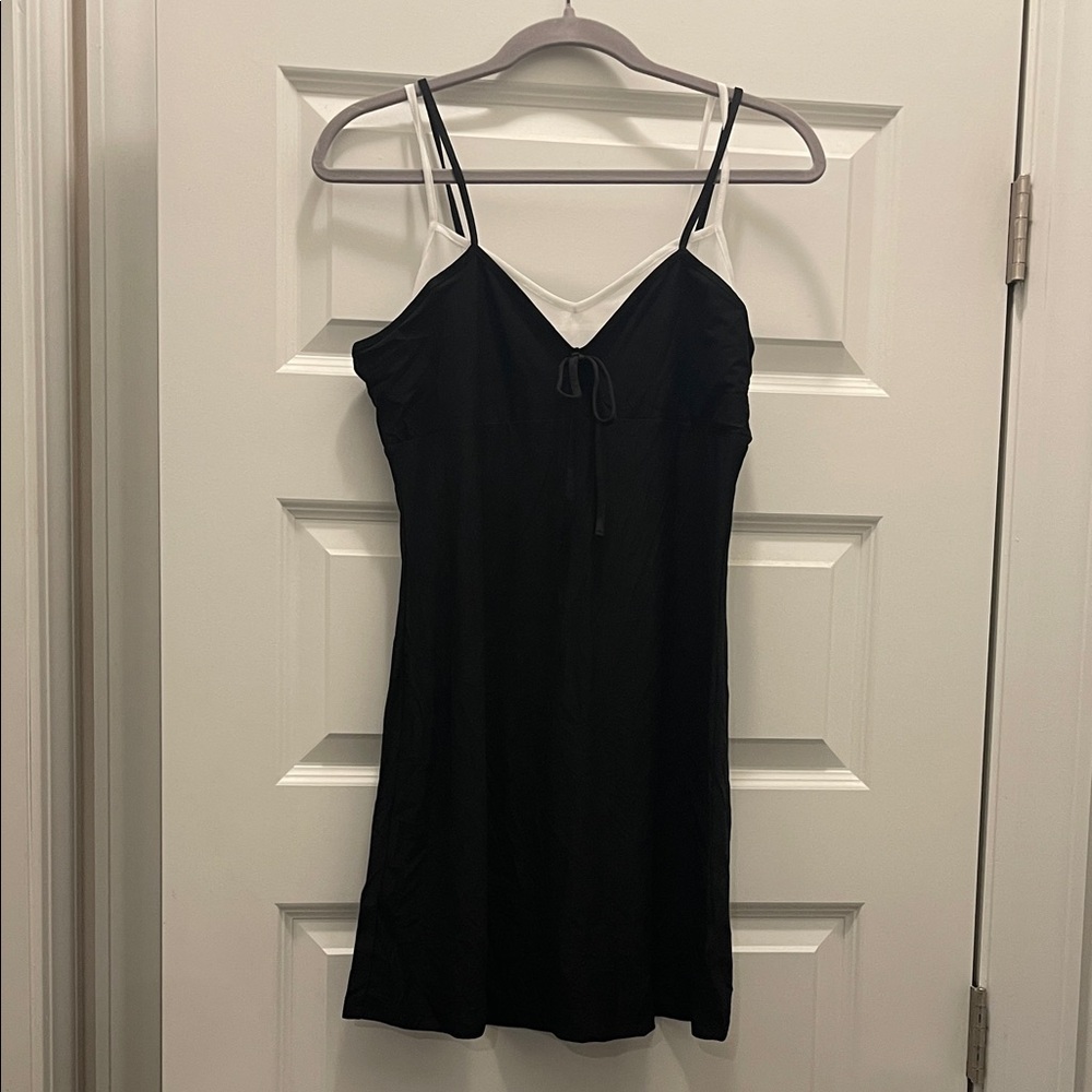 Wild Fable Black Mini Dress with White Faux Slip